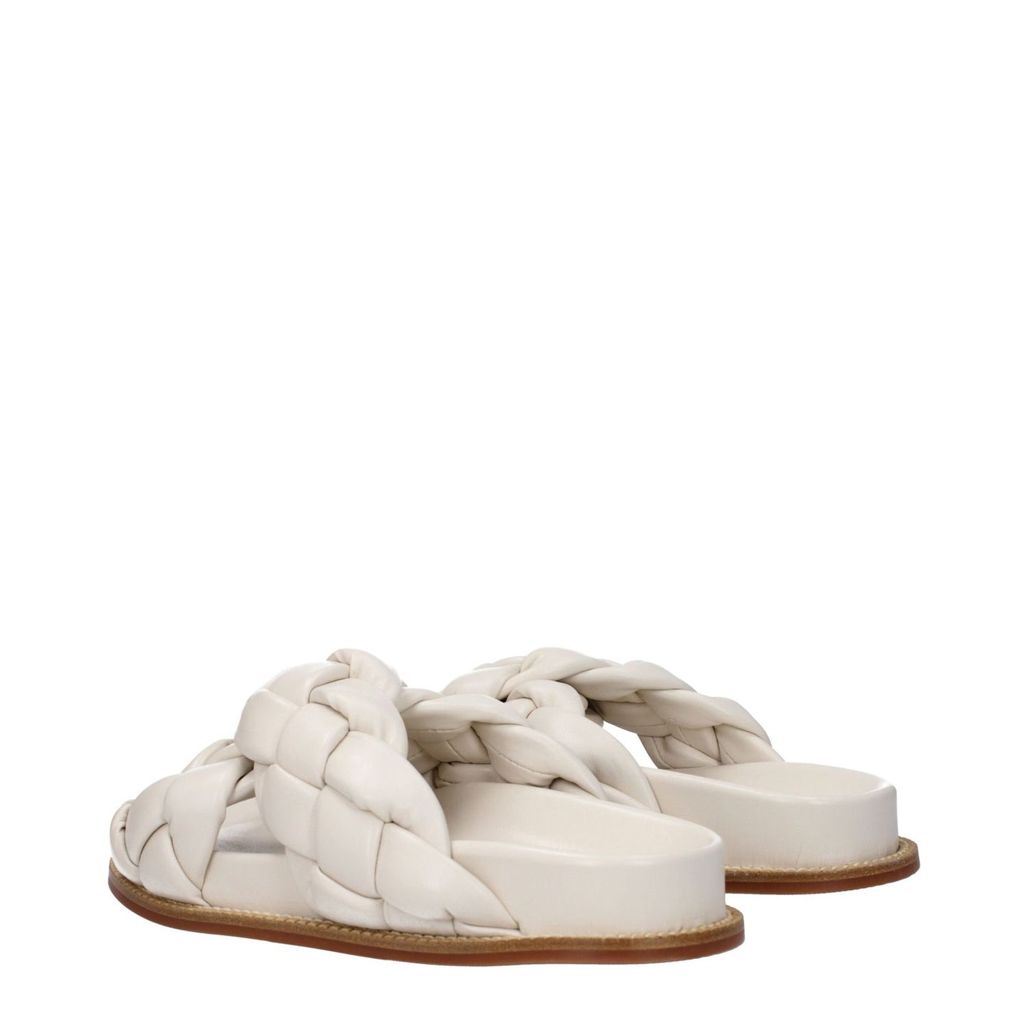 Fabiana Filippi Beige Leather Slippers with open toe and rubber sole, casual style, MPN ASD274A929H137, ivory accents.