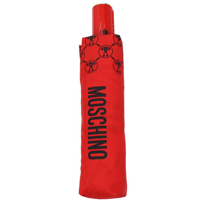 Moschino Red Polyester Umbrella with logo and snap closure, MPN 8936OPENCLOSEC, casual style, compact design.