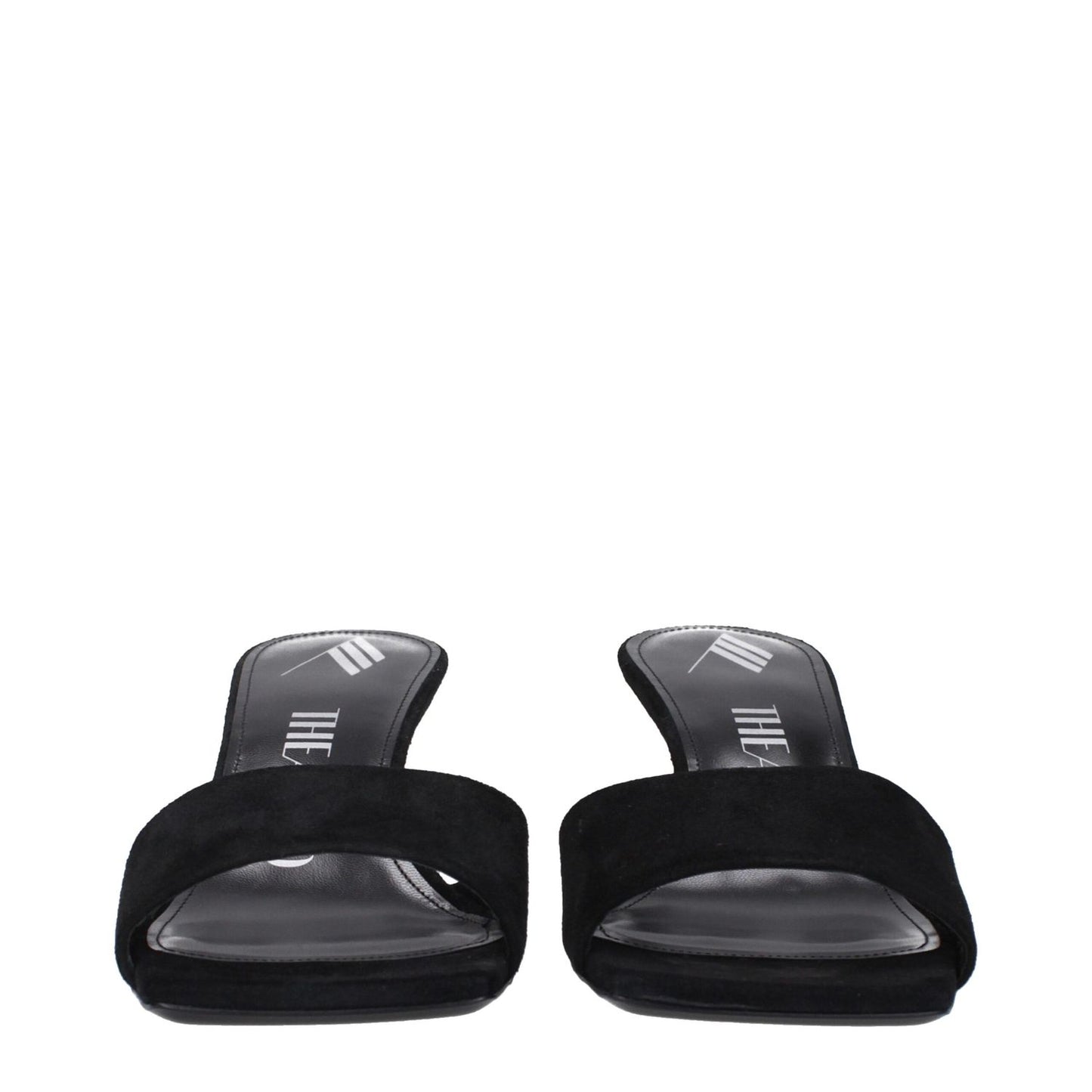 The Attico Black Leather Platform Sandals with open toe and suede upper, featuring a 6 cm wedge heel for a casual style.