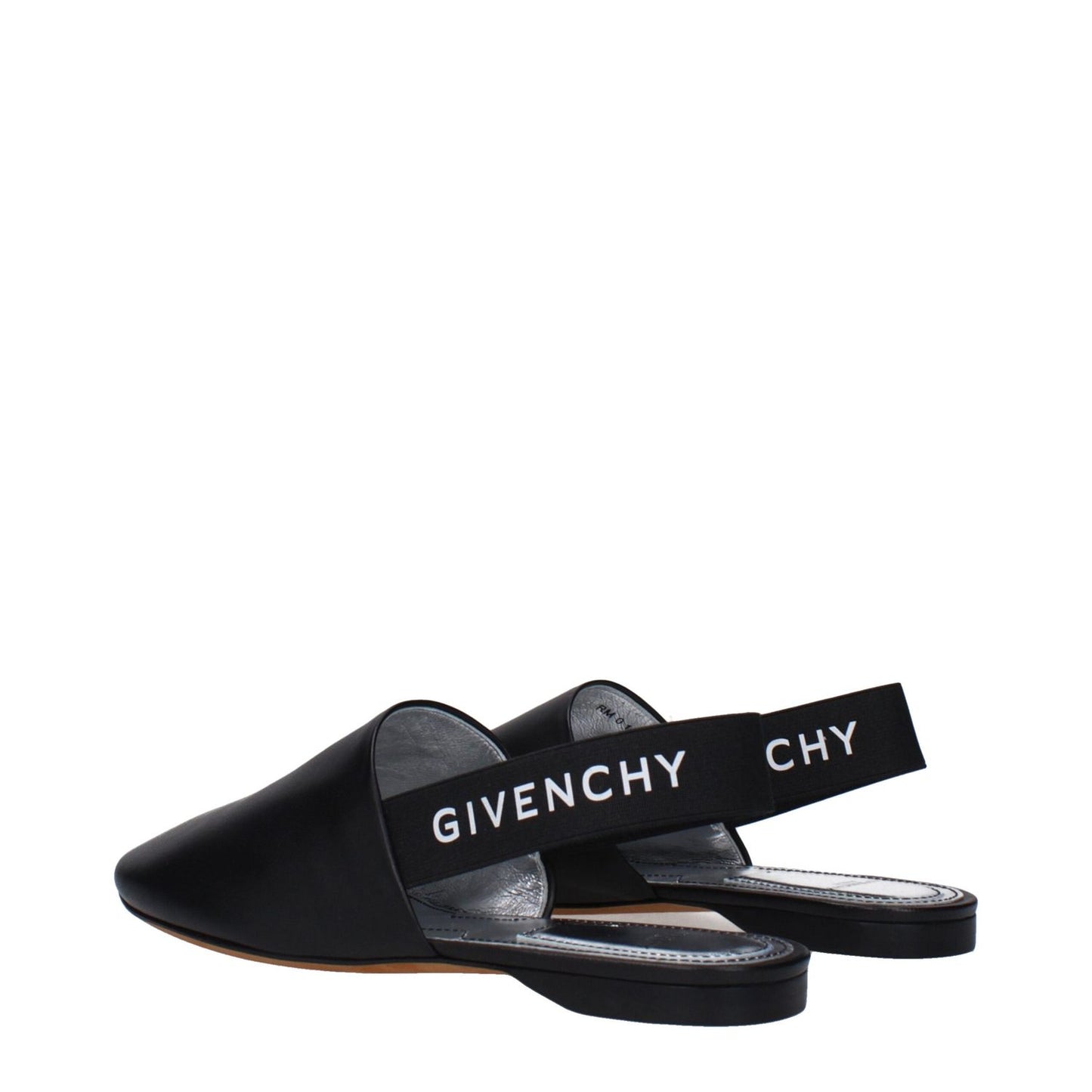 Alt Tag: Givenchy Black Leather Mules with side and back logo, round toe, low flat heel, made of leather, style casual, MPN BE2003E00H008.