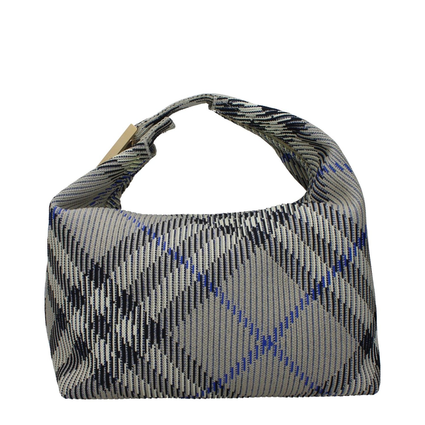Burberry Green Polyamide Handbag with check print and gold accents, medium size with zip closure, part of new Burberry collection.