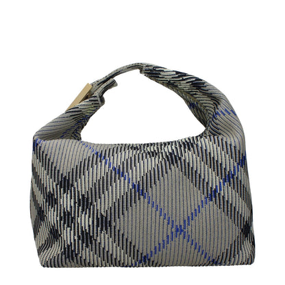 Burberry Green Polyamide Handbag with check print and gold accents, medium size with zip closure, part of new Burberry collection.