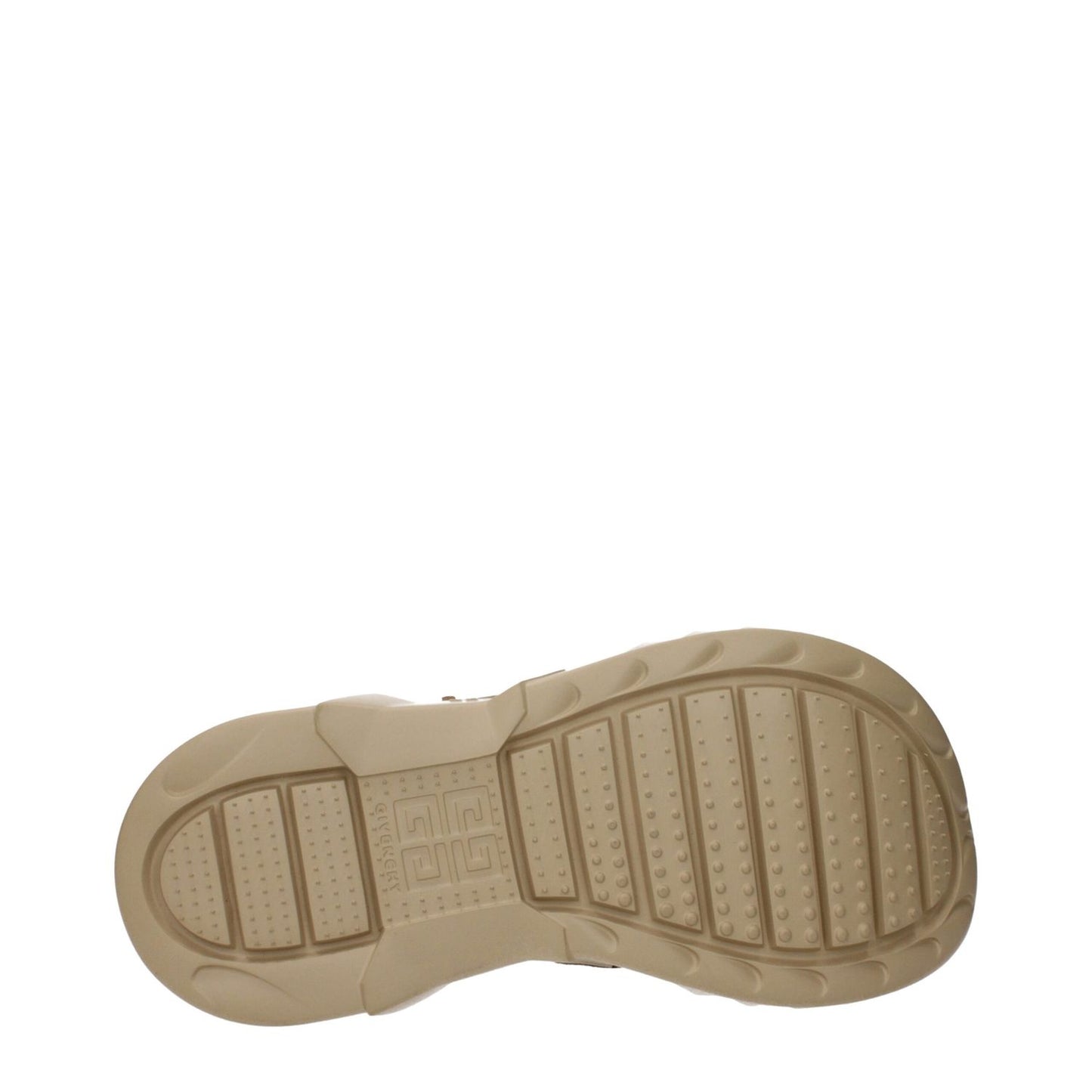 Sole view of Givenchy Brown Leather Slippers with logo on rubber outsole and casual style.