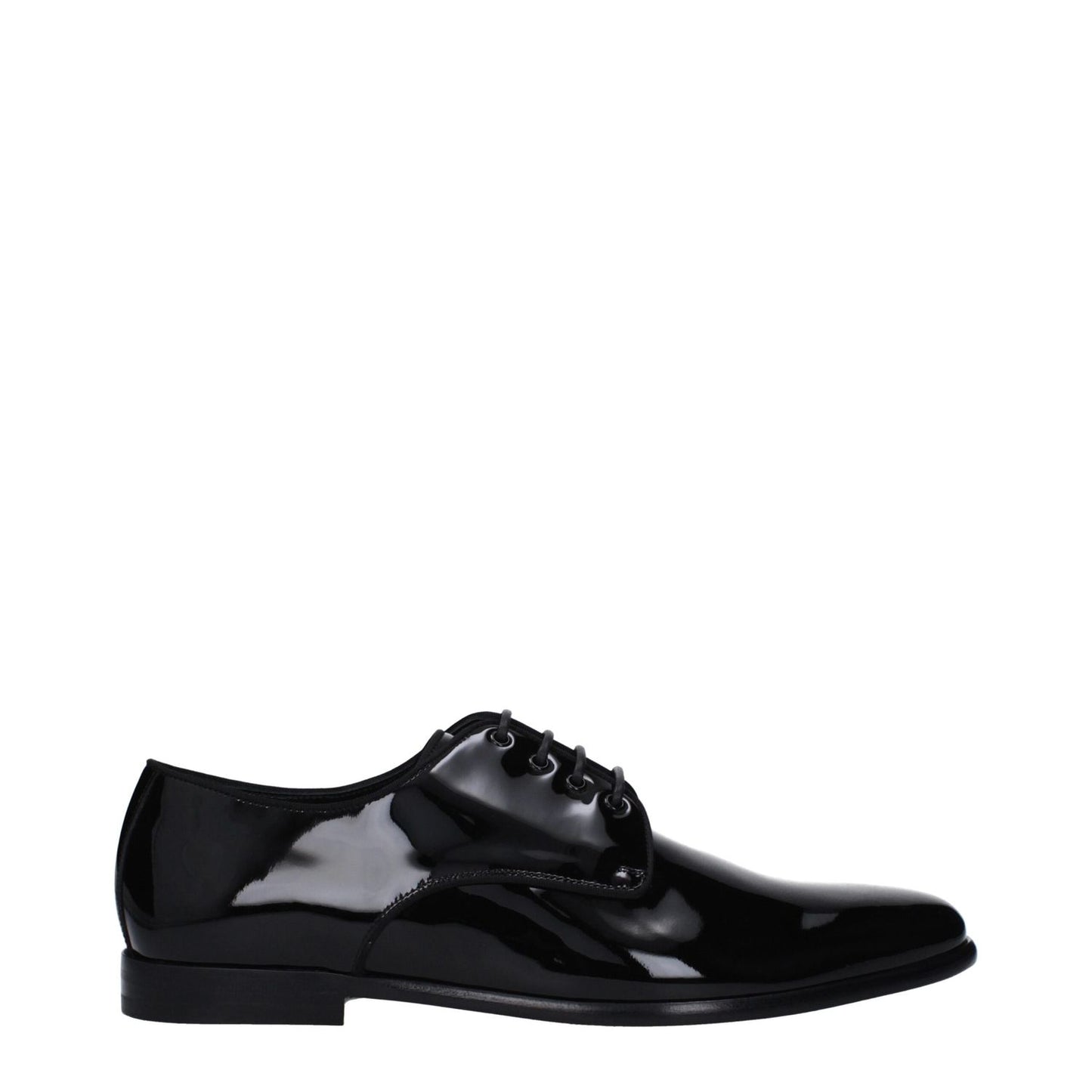 Dolce & Gabbana Black Leather Oxfords And Derbies, patent leather, lace up, monkstrap, pointy toe, flat heel. MPN A10703AX65180999.