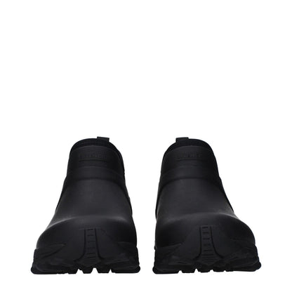 Givenchy Black Cotton Ankle Boots with round toe, rubber sole, front and back logos. Casual low flat heel design, MPN: BH604CH1QG001.