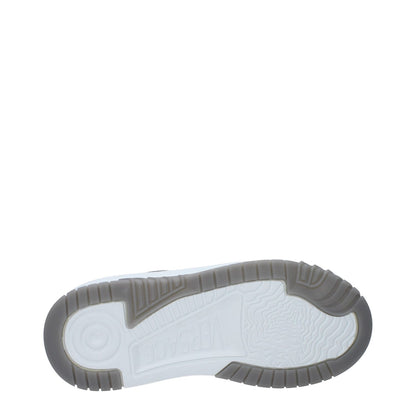 Sole view of Versace White Leather Chunky Sneakers with rubber sole and brand logo.