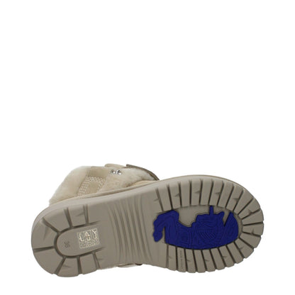 Sole view of Burberry Green Leather Slippers with rubber sole and fur detail, featuring buckle closure and casual style. MPN: 8095351.