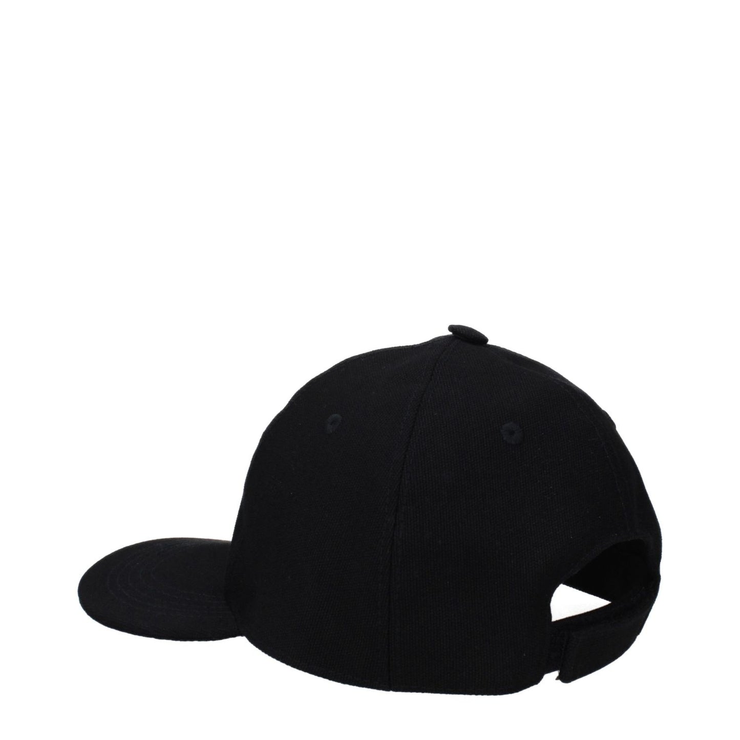 Back view of Stella McCartney Black Cotton Cap (Baseball Hat) with strap closure, designed in black cotton with white logo detail.