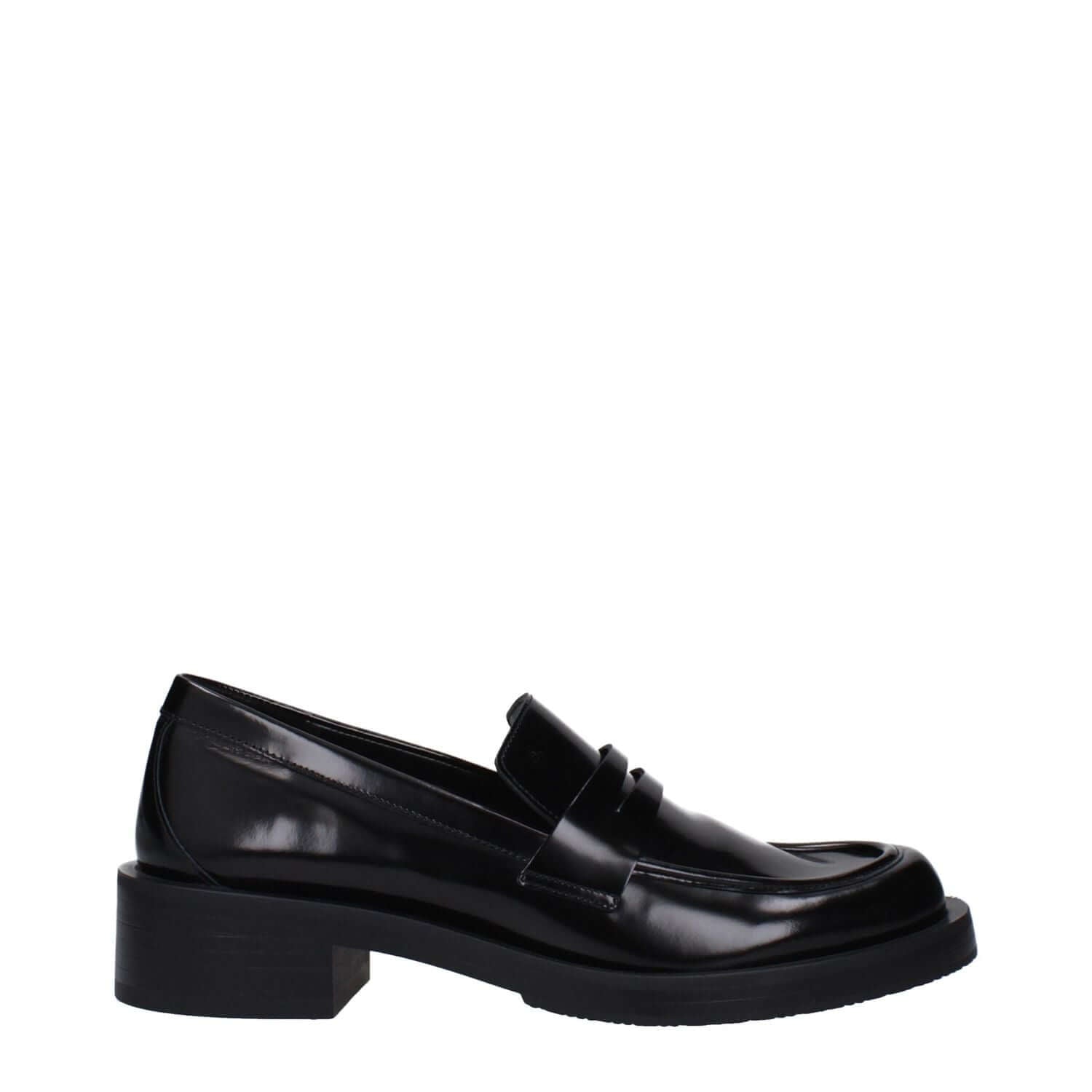 Stuart Weitzman Black Leather Slip-On Loafers