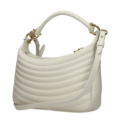 Salvatore Ferragamo Beige Leather Handbag with quilted design, removable and adjustable shoulder strap, and logo detail.