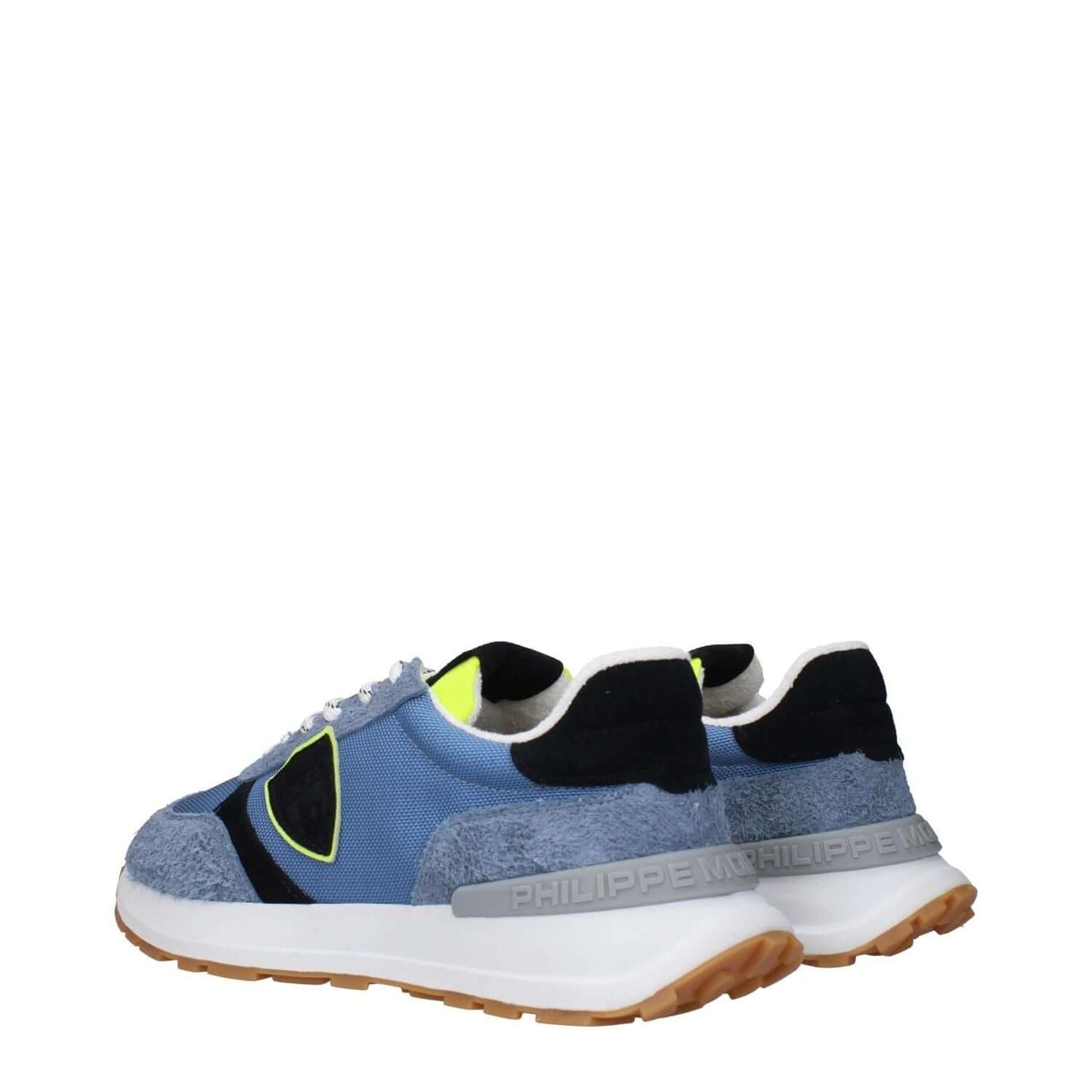 Philippe Model Blue Fabric Athletic Sneakers with front and back logo, vintage effect, MPN ATLUZ0TB215, code F83282.
