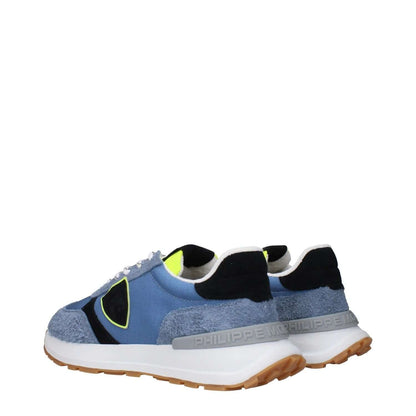 Philippe Model Blue Fabric Athletic Sneakers with front and back logo, vintage effect, MPN ATLUZ0TB215, code F83282.