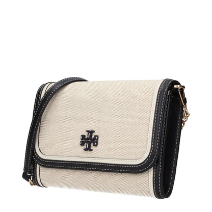 Tory Burch Beige Fabric Clutch Bag with front logo and removable shoulder strap, features MPN 162969960 and code F83425