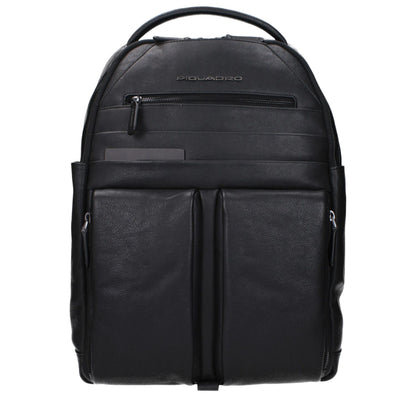 Piquadro Black Leather Backpack