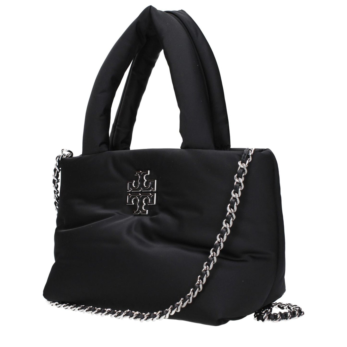Tory Burch Black Fabric Handbag with front logo, adjustable and removable shoulder strap, MPN 170317001, code F83547, stylish accessory.