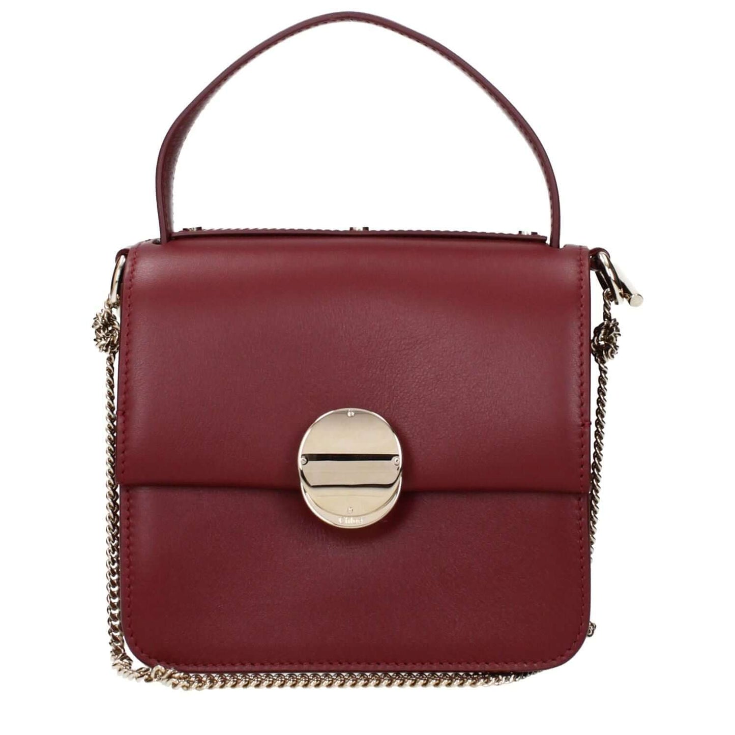 Chloé Red Leather Handbag with front logo and removable shoulder strap, MPN CHC23AS577K53600, ideal for stylish outings.