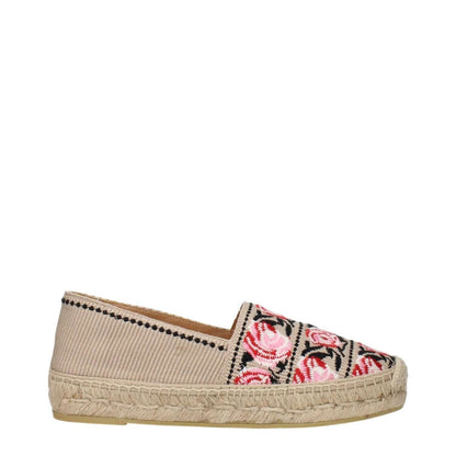 Prada Beige Fabric Espadrilles with floral print details and woven sole, product code F83686, MPN 1S173M3L82020F0GA8.