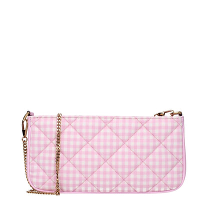 Versace Pink Fabric Shoulder Bag with quilted design and chain strap, product code F83750.