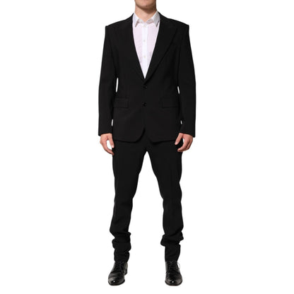 Dolce & Gabbana Black Cotton Single Breasted 2 Piece Suit