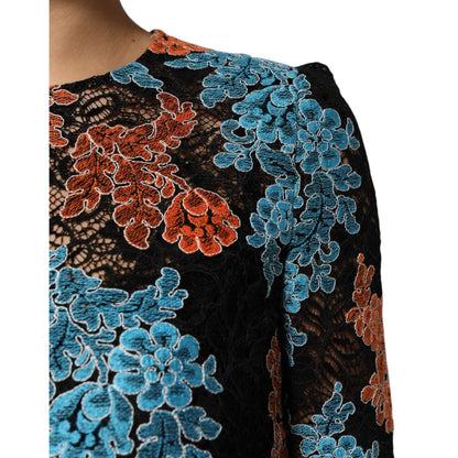 Dolce & Gabbana Multicolor Floral Embroidery Shift Mini Dress