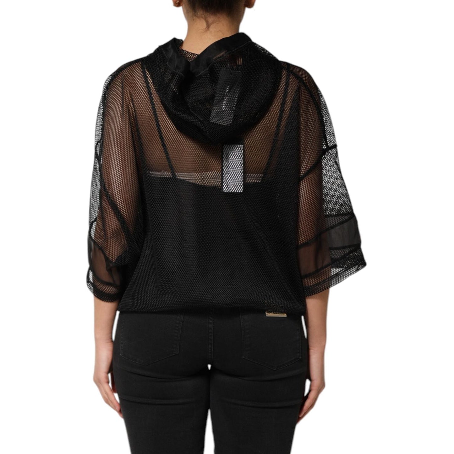 Dolce & Gabbana Black See Through Hooded Pullover Sweater TSH90642-40