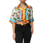 Dolce & Gabbana Multicolor Chili Silk Cropped Blouse Top TSH90655-36