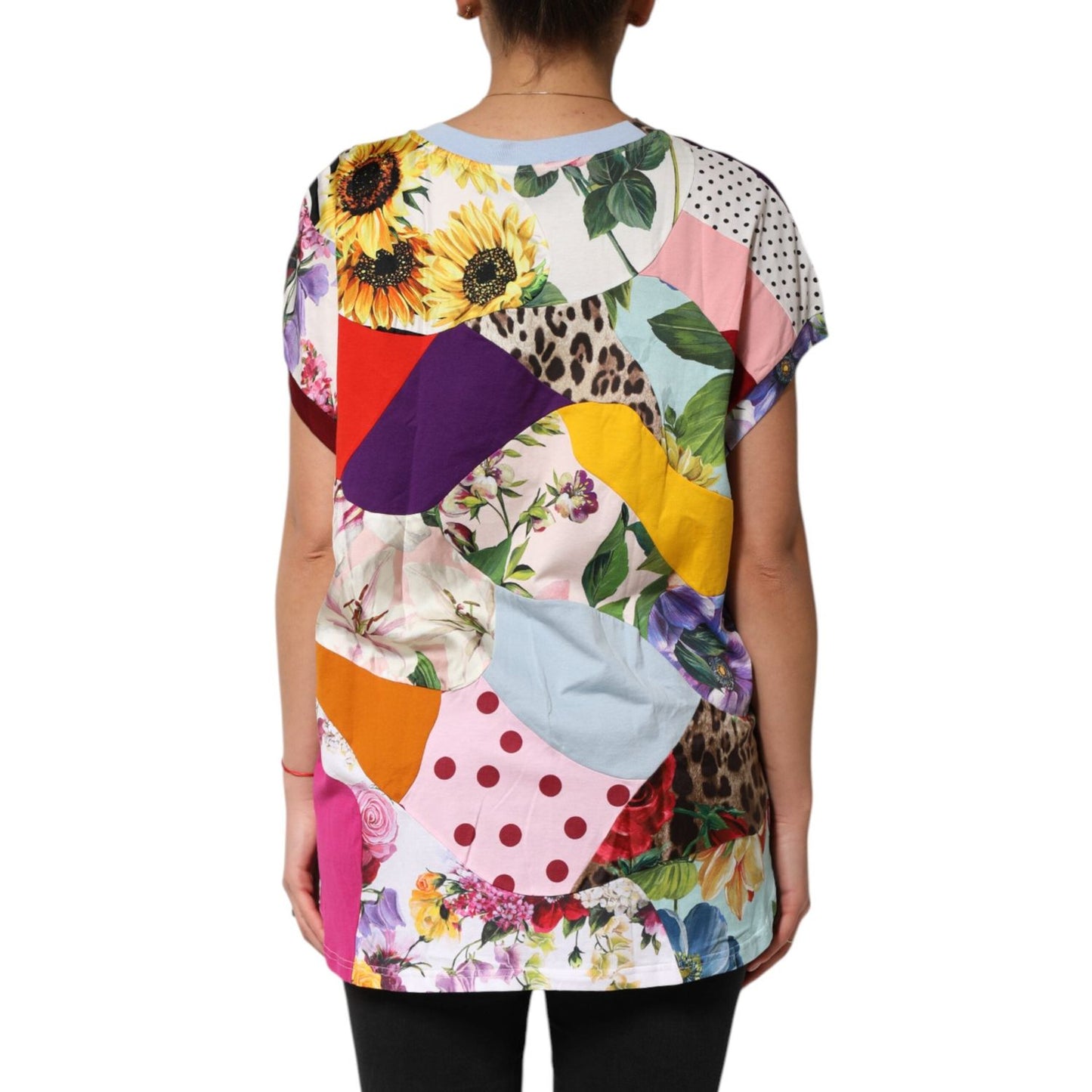 Dolce & Gabbana Multicolor Patchwork Cotton Silk Blouse Top TSH90656-36