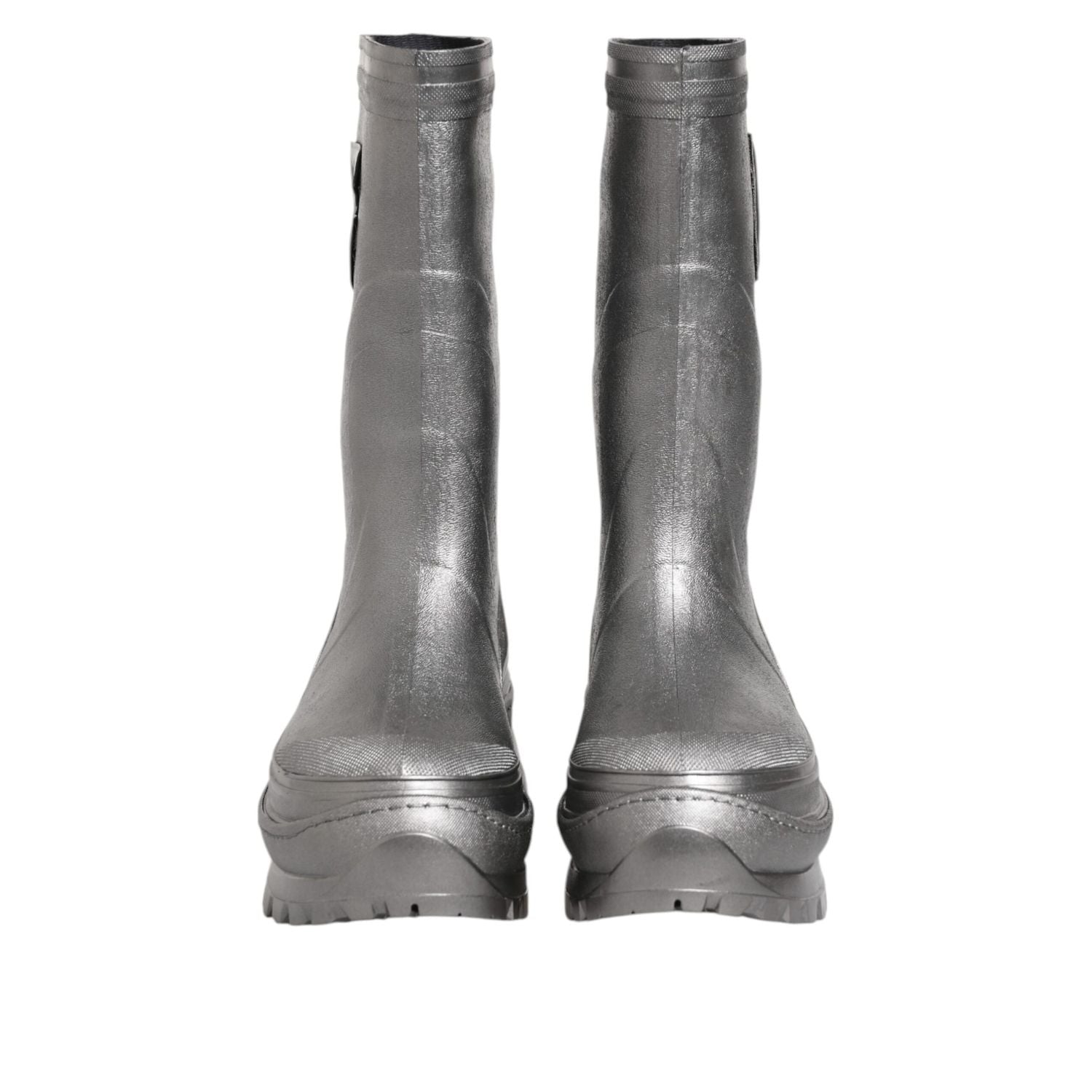 Dolce & Gabbana Metallic Silver Pull On Rain Boots Shoes