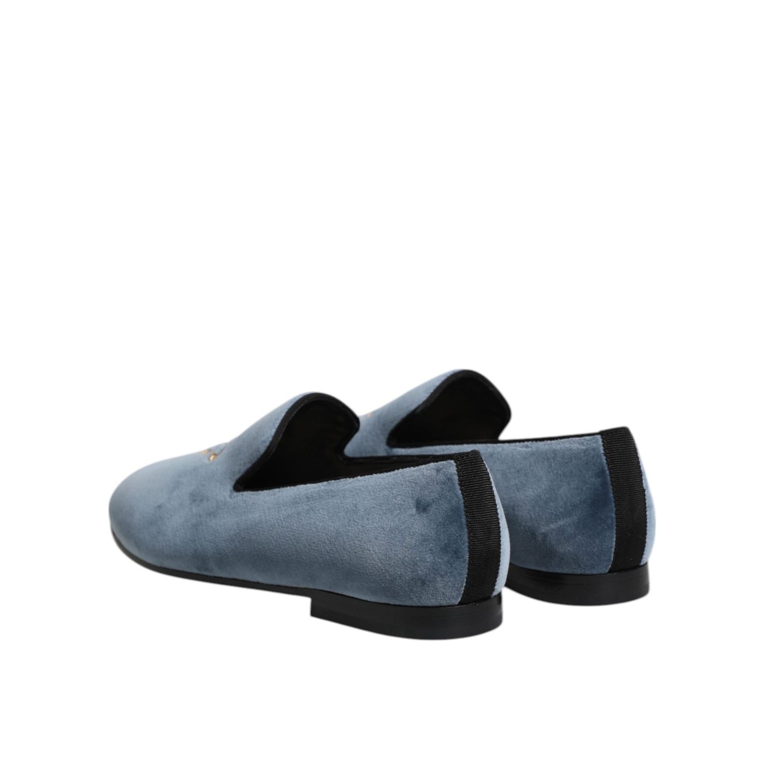 Dolce & Gabbana Blue Velvet DG Logo Loafers Formal Shoes