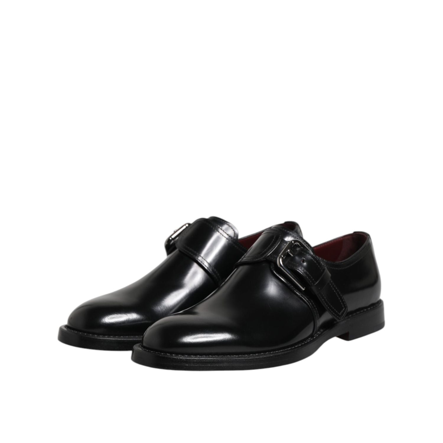 Dolce & Gabbana Black Leather Monk Strap Derby Formal Shoes