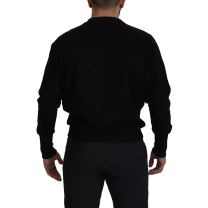 Dolce & Gabbana Black Cotton Crewneck Sweatshirt Sweater