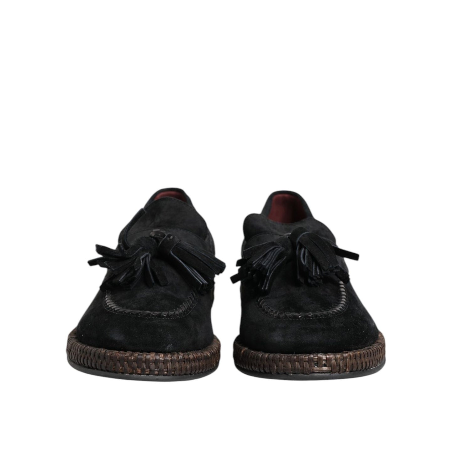 Dolce & Gabbana Black Suede Tassel Embellished Loafers Shoes