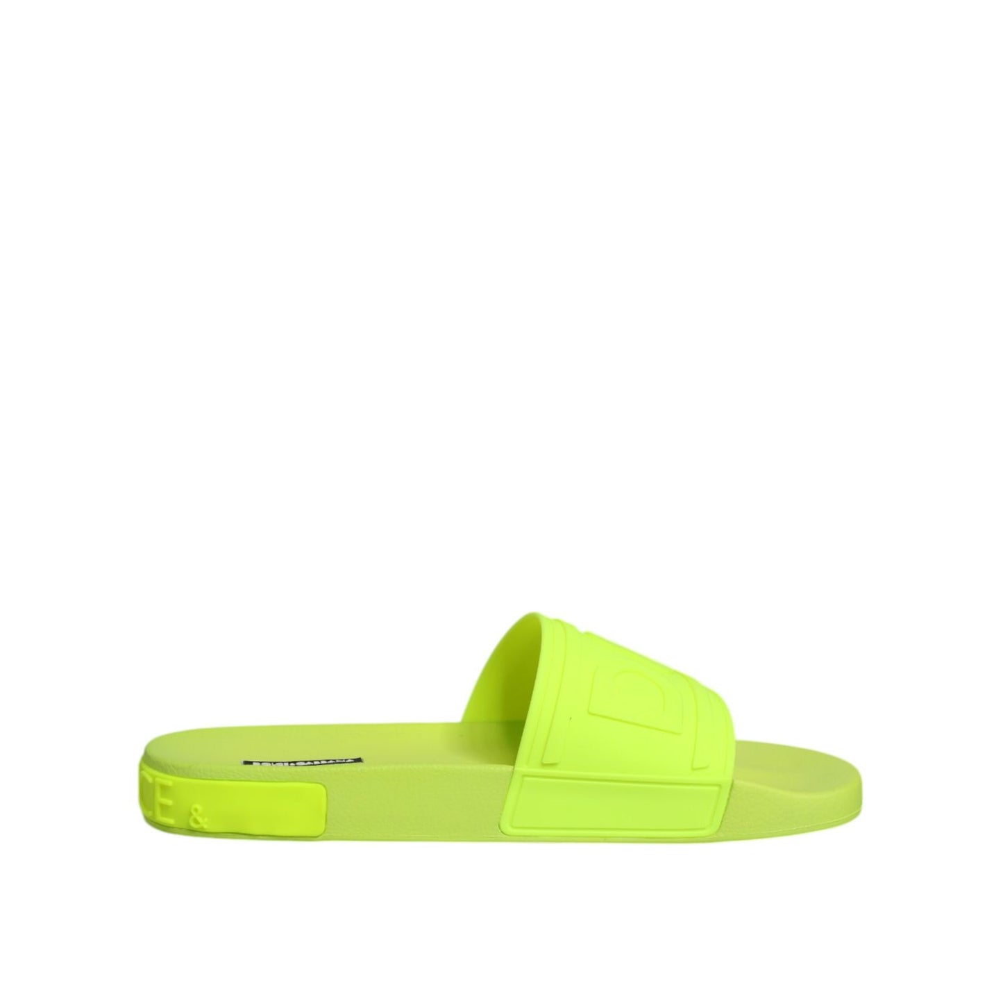 Dolce & Gabbana Green Rubber Slides Sandals Beachwear Shoes