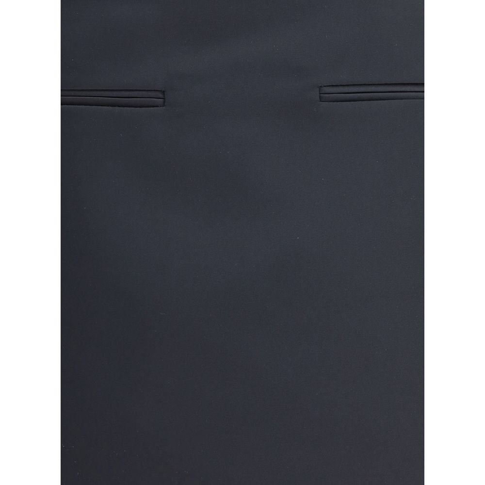 Courrèges Black Polyester Mini Skirt with front welt pockets and rounded hem, AW25, elegant satin design, back zip closure.