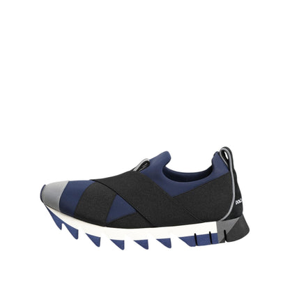Dolce & Gabbana Blue Black Slip On Low Top Men Sneakers Shoes