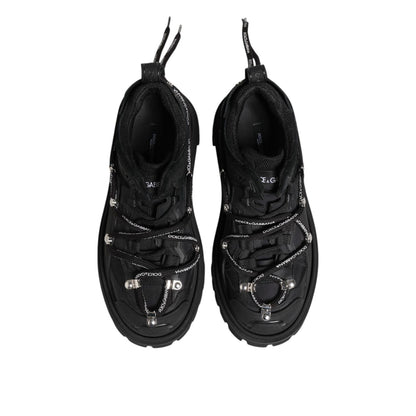 Dolce & Gabbana Black Low Top Lace Up Trekking Sneakers Shoes