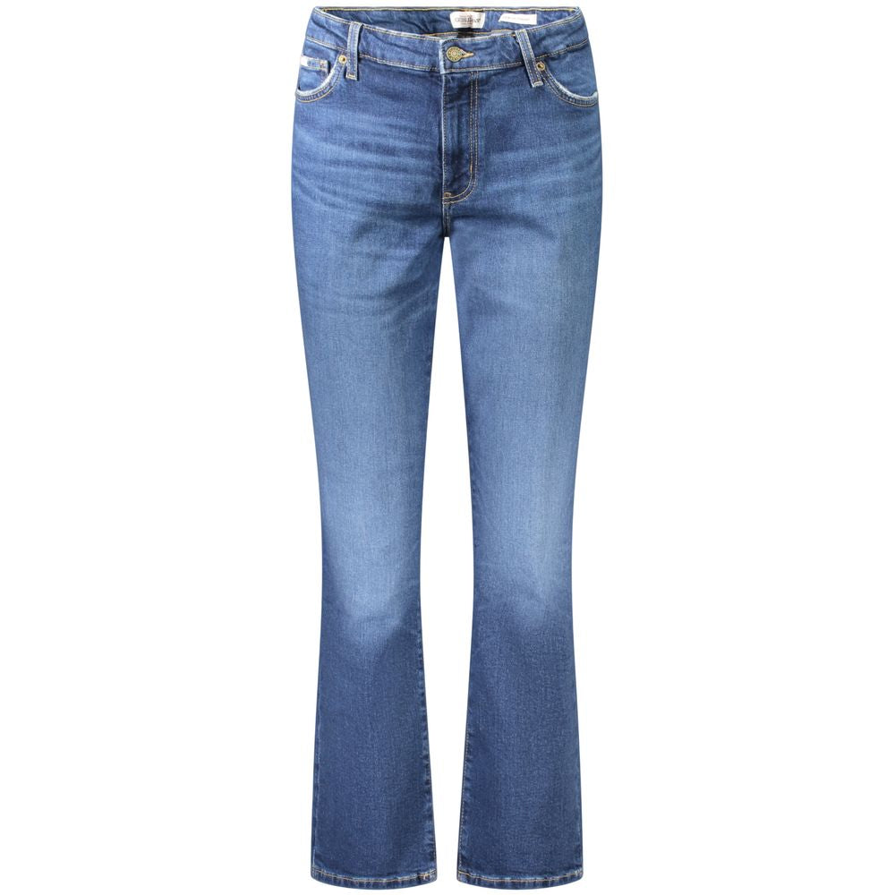 Guess Jeans Blue Cotton Women's Straight Jean with mid rise and classic five-pocket design.