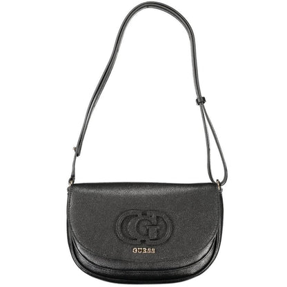 Guess Jeans Black Polyethylene Women Handbag with adjustable shoulder strap and dual compartments for organized style.
