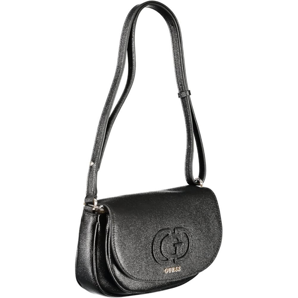 Guess Jeans Black Polyethylene Women Handbag with adjustable strap and dual compartments for stylish organization.