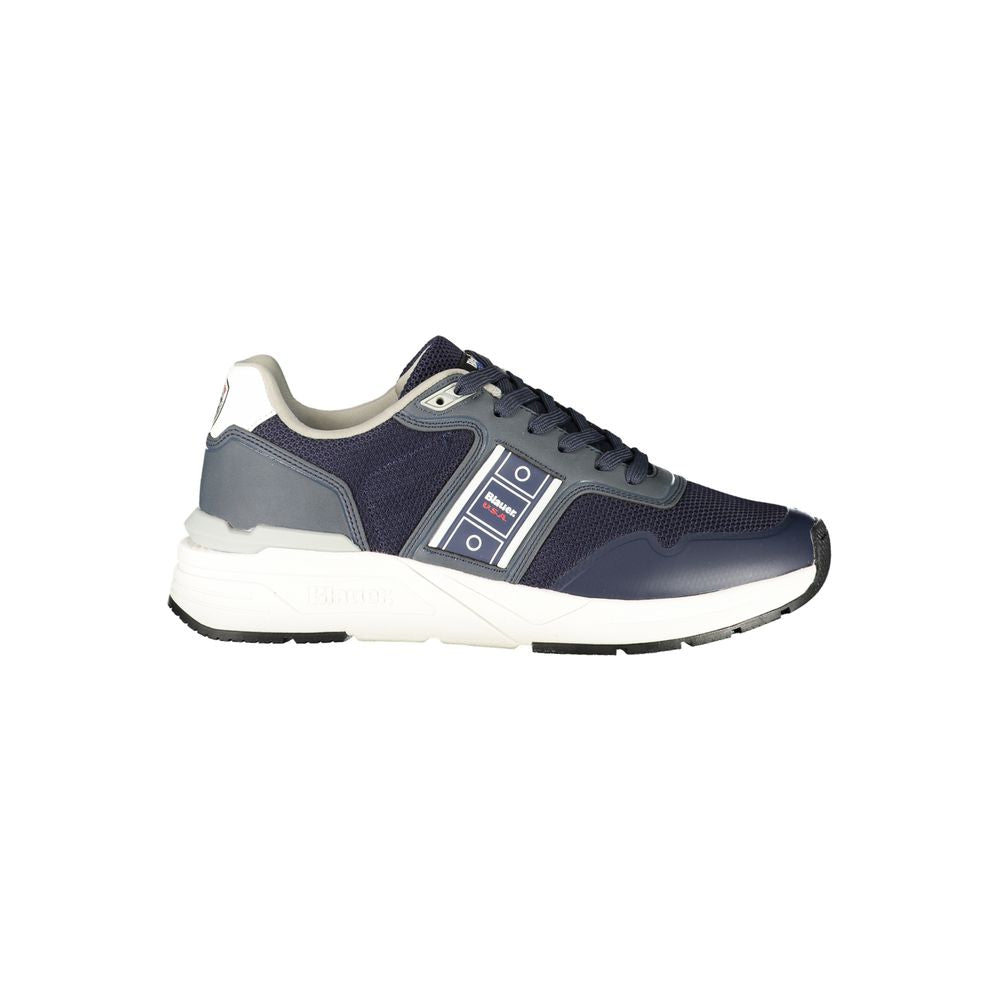 Blauer Blue Polyester Men Sneaker with contrasting details and Blauer logo in full side view