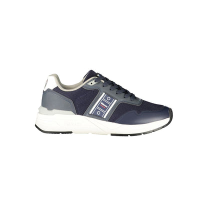 Blauer Blue Polyester Men Sneaker with contrasting details and Blauer logo in full side view