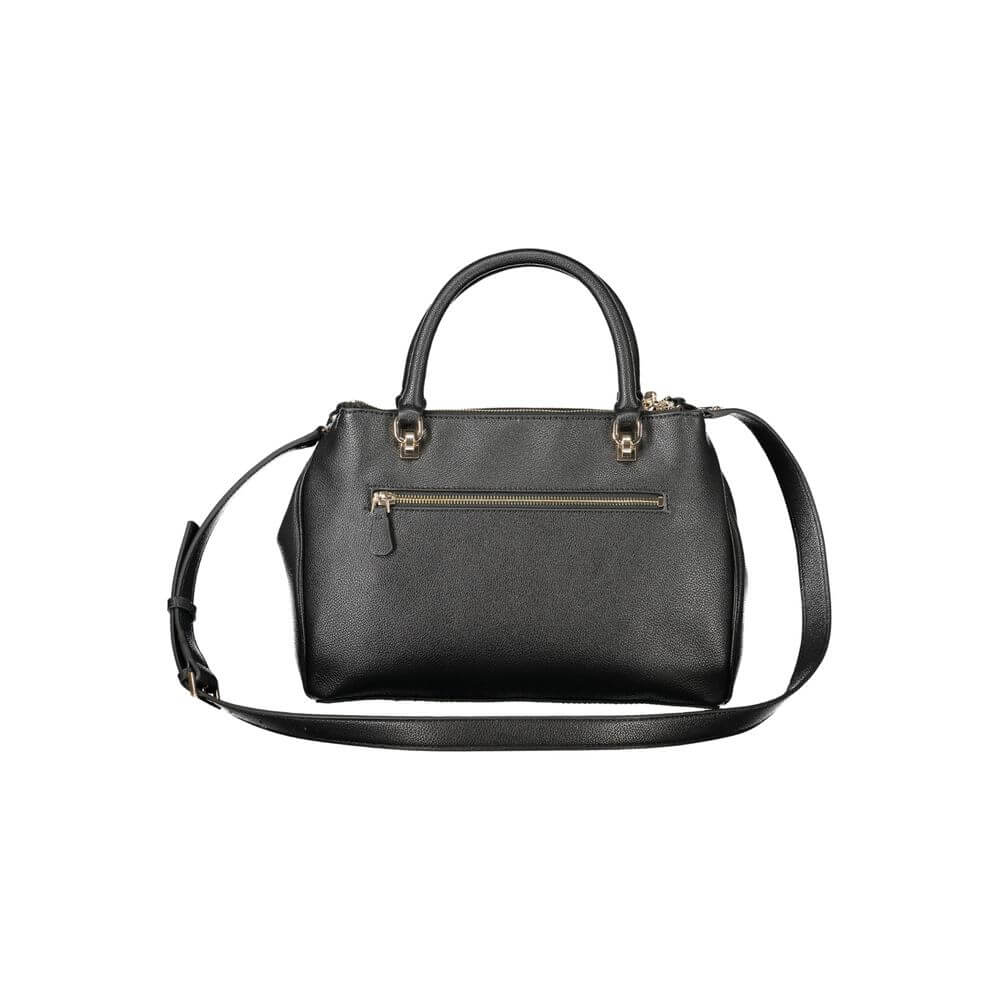 Alt Tag: Guess Jeans Black Polyethylene Women Handbag with adjustable strap and sleek design, perfect for fashionable versatility.