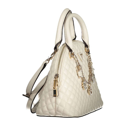 Guess Jeans White Polyethylene Women Handbag with quilted design and gold accents