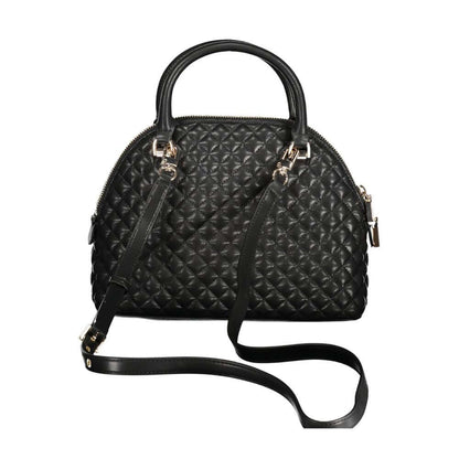 Guess Jeans Black Polyethylene Women Handbag with quilted design and adjustable strap