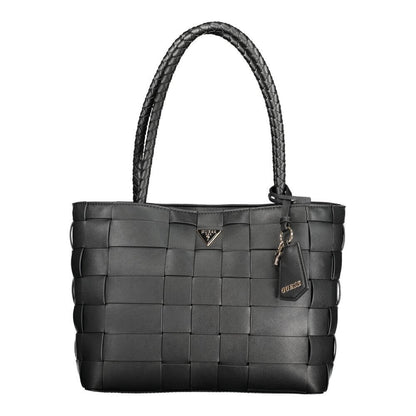 Guess Jeans Black Polyethylene Women Handbag with spacious compartments and stylish design for fashion enthusiasts.