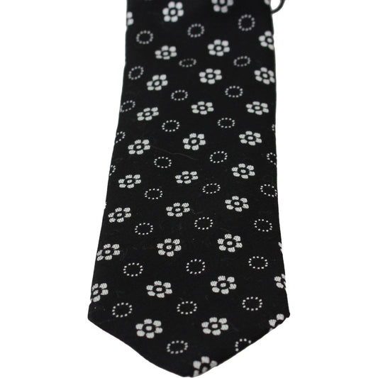 Dolce & Gabbana Black 100% Silk Floral Print Print Classic Tie KRA730