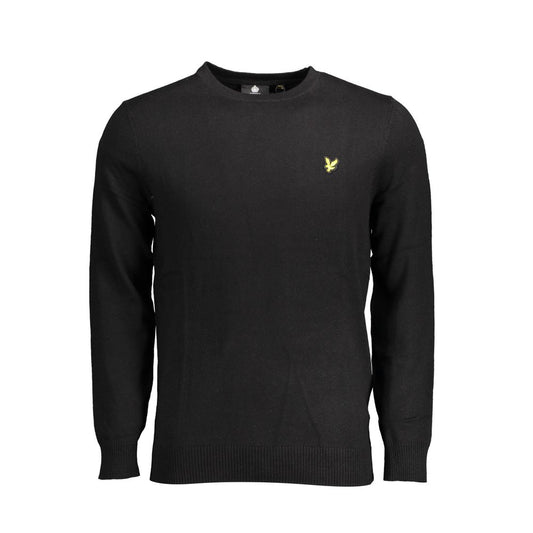 Lyle & Scott Black Cotton Sweater with long sleeves, round neck, and logo application.