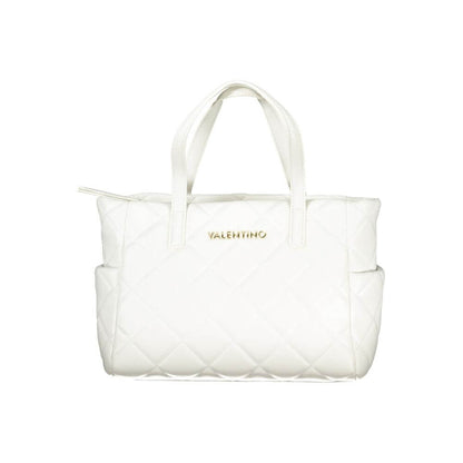 Mario Valentino White Polyethylene Handbag with two handles, adjustable removable strap, external pockets, contrasting details, logo.
