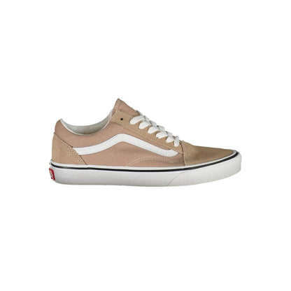 Vans Beige Polyester Sneaker with laces, old skool style, contrasting details, and logo.