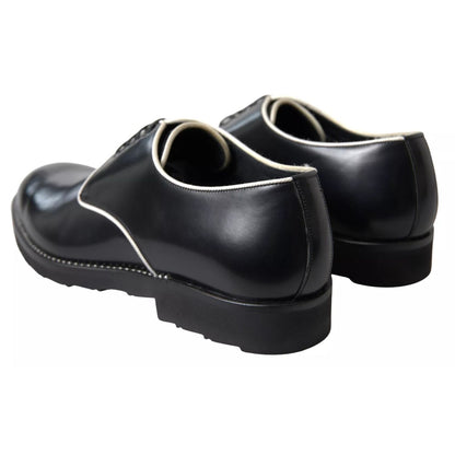 Dolce & Gabbana Black White Leather Formal Dress Shoes